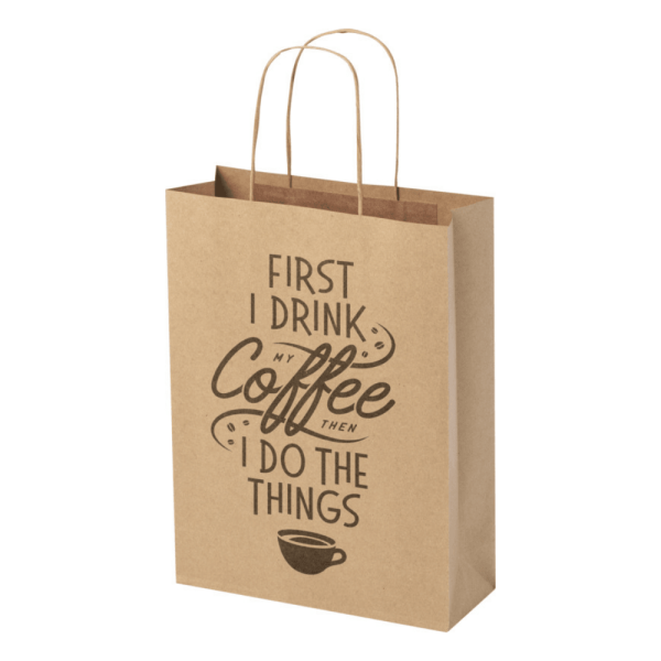 Sac en papier Kraft personnalisé avec logo 120 g/m2 - 24 x 9 x 32 cm
