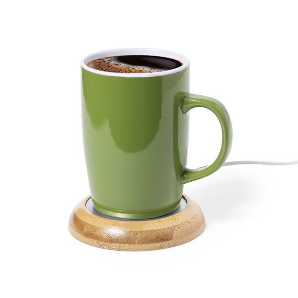 Chauffe tasse en bambou personnalisable avec un logo