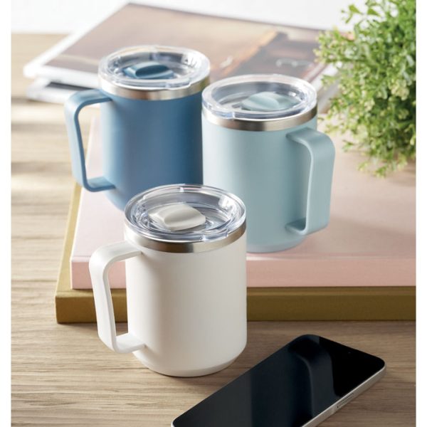 Mug double paroi personnalisable en inox recyclé - 400 ml