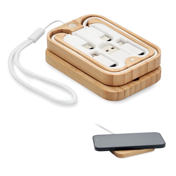 Chargeur sans fil 15W avec câble de charge 3-en-1 personnalisé