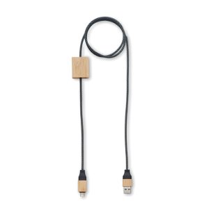 Câble de chargement multi en bambou - 60W personnalisé
