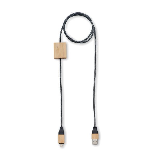 Câble de chargement multi en bambou - 60W personnalisé