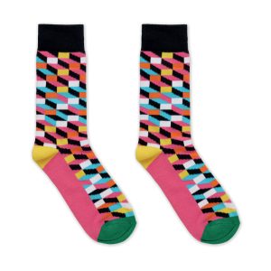 Chaussettes motifs colorés - 38 à 42 Rose personnalisé