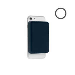 Chargeur sans fil magnétique 15W et powerbank 5000 mAh Bleu marine personnalisé