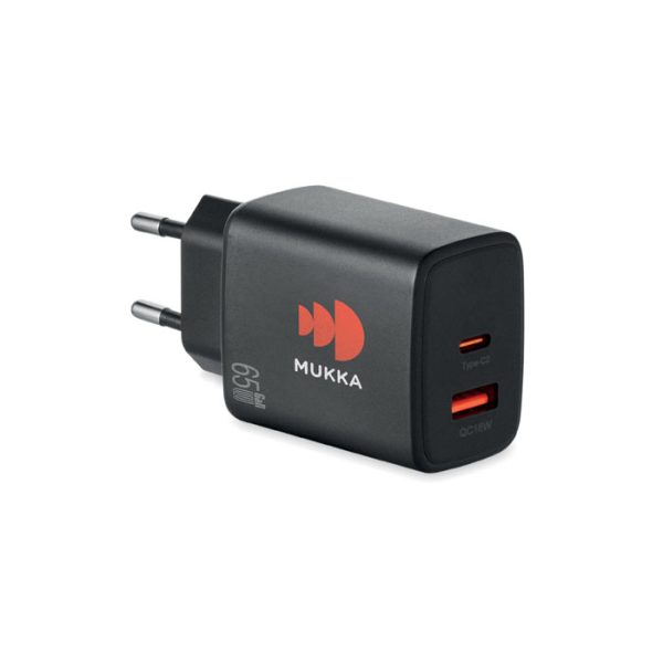 Chargeur mural 65 W USB-A et C personnalisé