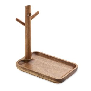 Vide poches en bois d'acacia personnalisé
