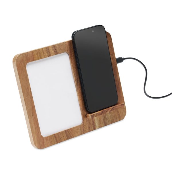 Chargeur sans fil 15W en bois d'acacia personnalisé