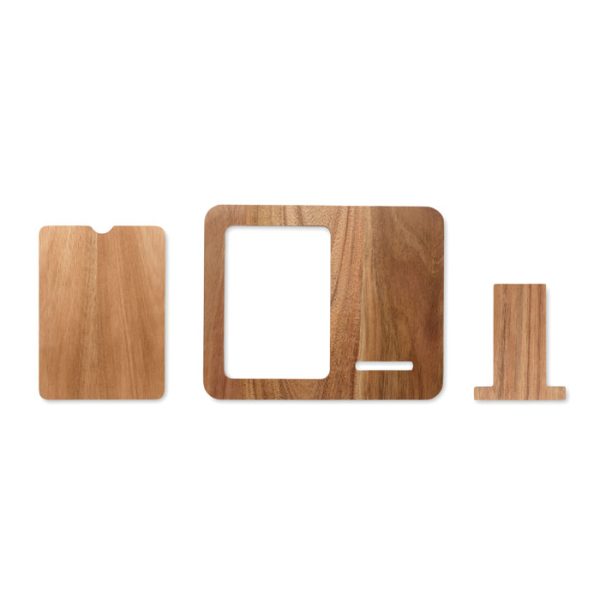 Chargeur sans fil 15W en bois d'acacia personnalisé