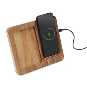 Chargeur sans fil 15W en bois d'acacia personnalisé