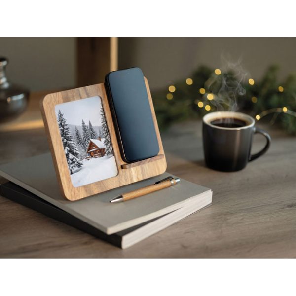 Chargeur sans fil 15W en bois d'acacia personnalisé