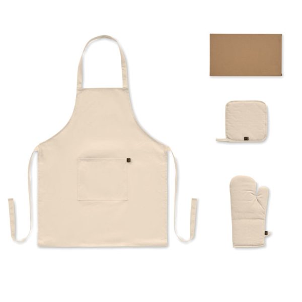 Coffret cuisine avec tablier, manique et gant personnalisé