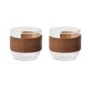2 tasses à café en verre avec poignée en noyer - 2 x 120 ml personnalisé