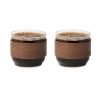 2 tasses à café en verre avec poignée en noyer - 2 x 120 ml personnalisé