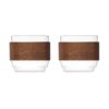 2 tasses à café en verre avec poignée en noyer - 2 x 120 ml personnalisé