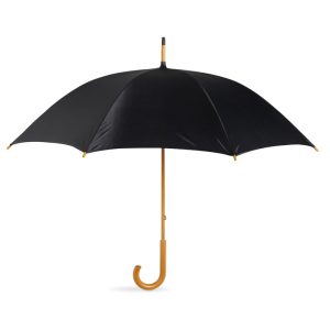 Parapluie avec manche et poignée en bois Noir personnalisé