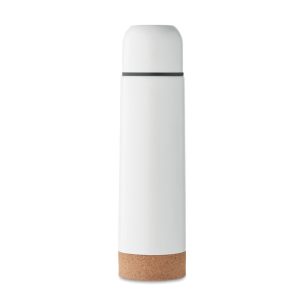 Bouteille thermos en acier inoxydable recyclé avec liège - 500 ml Blanc personnalisé