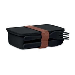 Lunch box personnalisable avec couverts - 700ml Noir personnalisé