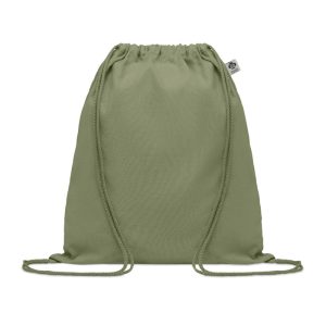 Sac à cordon en coton biologique Vert personnalisé