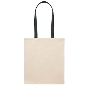 Tote bag avec anses colorées - 140 gr/m² Noir personnalisé
