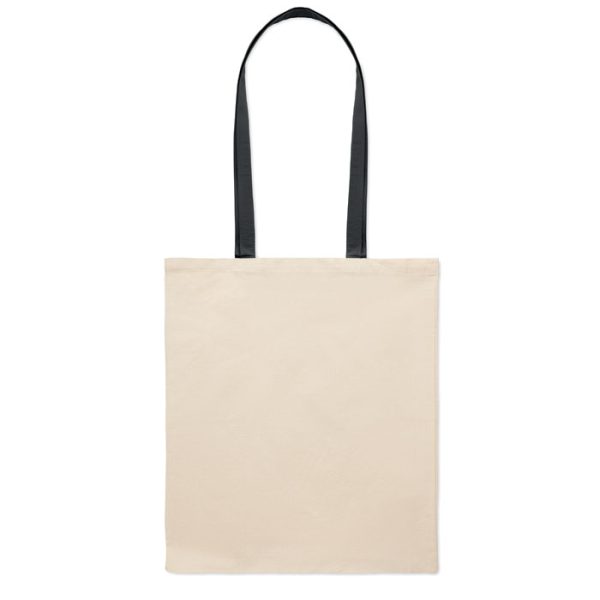 Tote bag avec anses colorées - 140 gr/m² Noir personnalisé