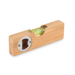 Niveau à bulle et décapsuleur en bambou - 15 cm personnalisé