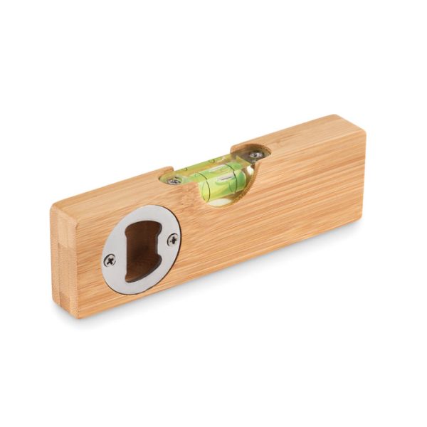 Niveau à bulle et décapsuleur en bambou - 15 cm personnalisé