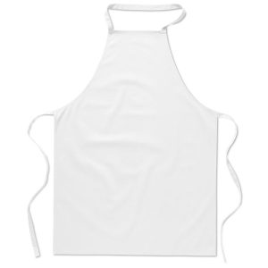 Tablier de cuisine publicitaire en coton 180 gr/m² Blanc personnalisé