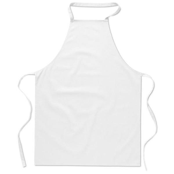 Tablier de cuisine publicitaire en coton 180 gr/m² Blanc personnalisé